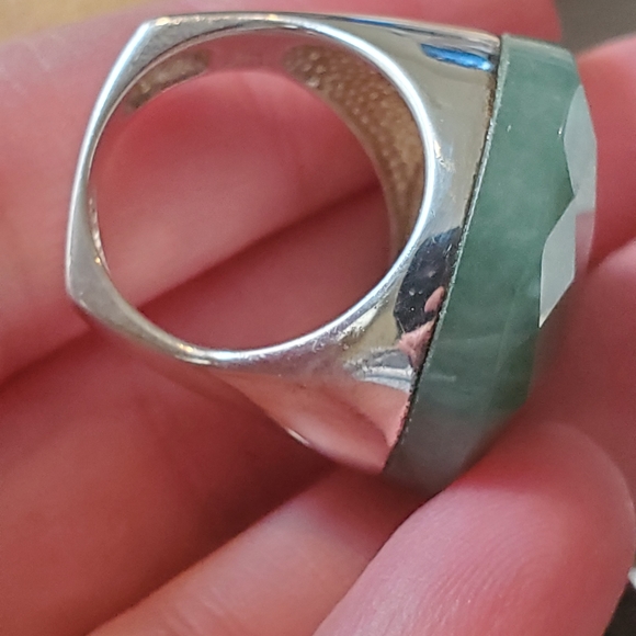 Huge Vintage Sterling Aventurine Stone Ring - Picture 3 of 11